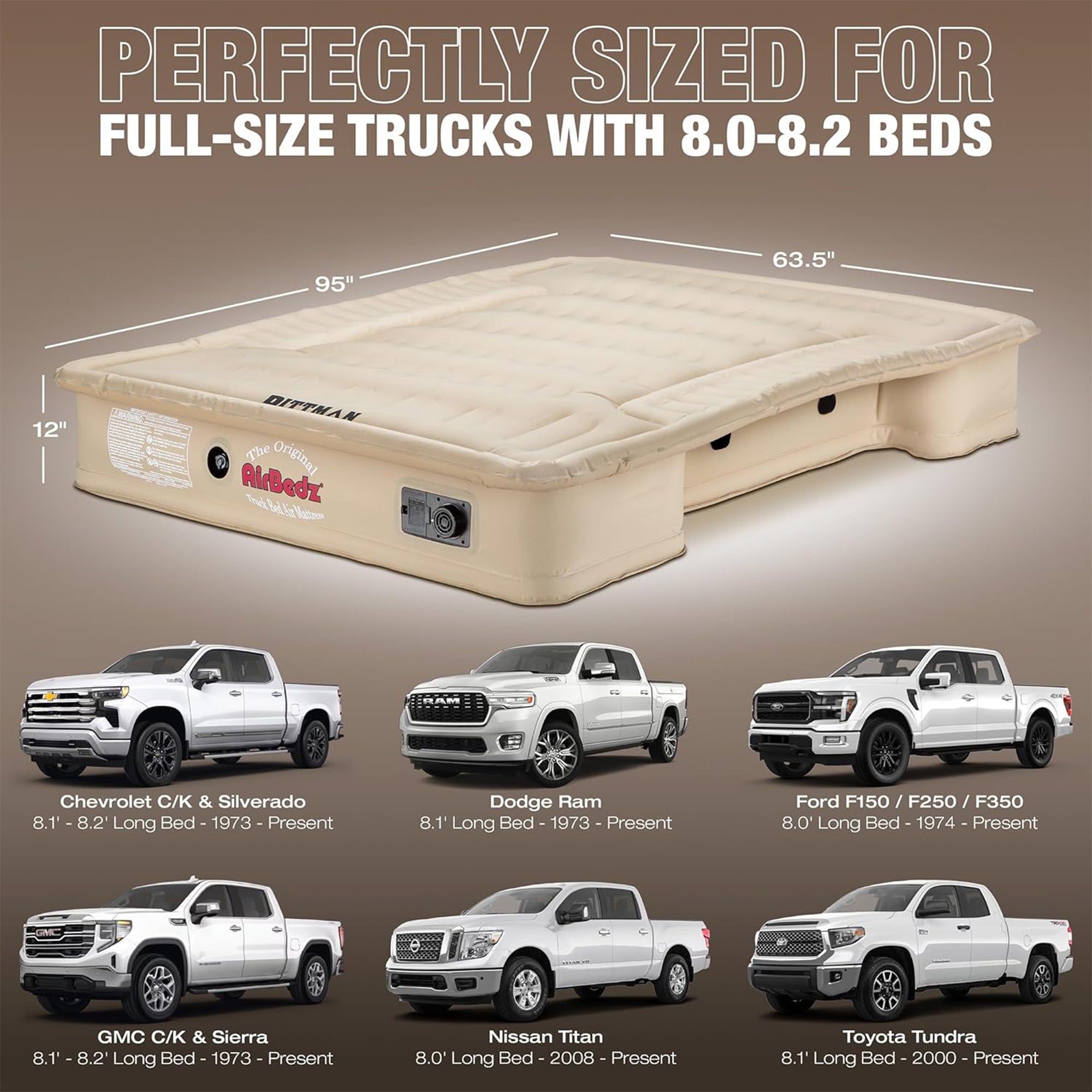 Pittman Outdoors Truck Bed Air Mattress with Pump for Long Truck Beds (Open Box)