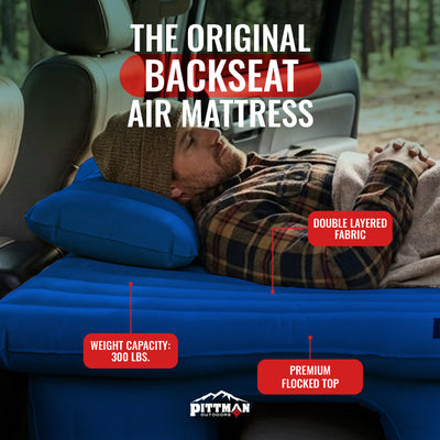 Pittman Outdoors Backseat Air Mattress, 60” Airbed for Full-Size Vehicles, Blue