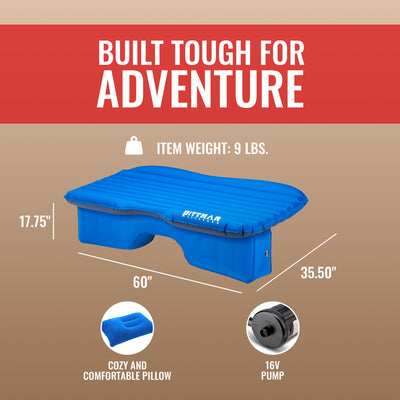 Pittman Outdoors Backseat Air Mattress, 60” Airbed for Full-Size Vehicles, Blue