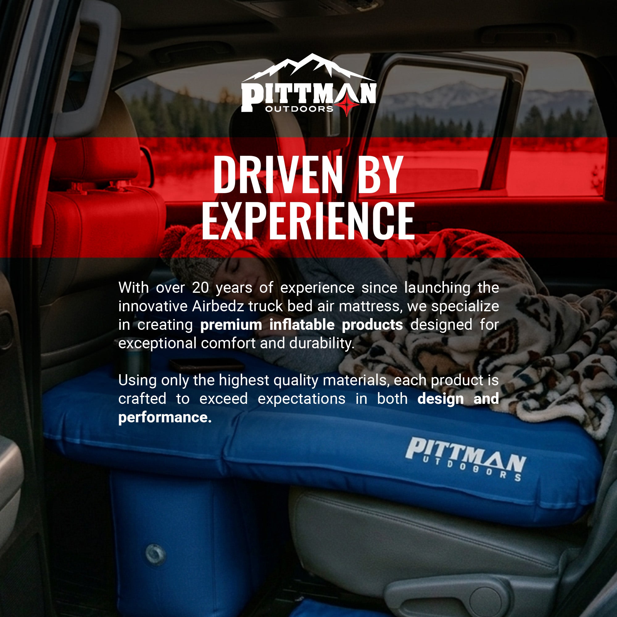 Pittman Outdoors Backseat Air Mattress, 60” Airbed for Full-Size Vehicles, Blue