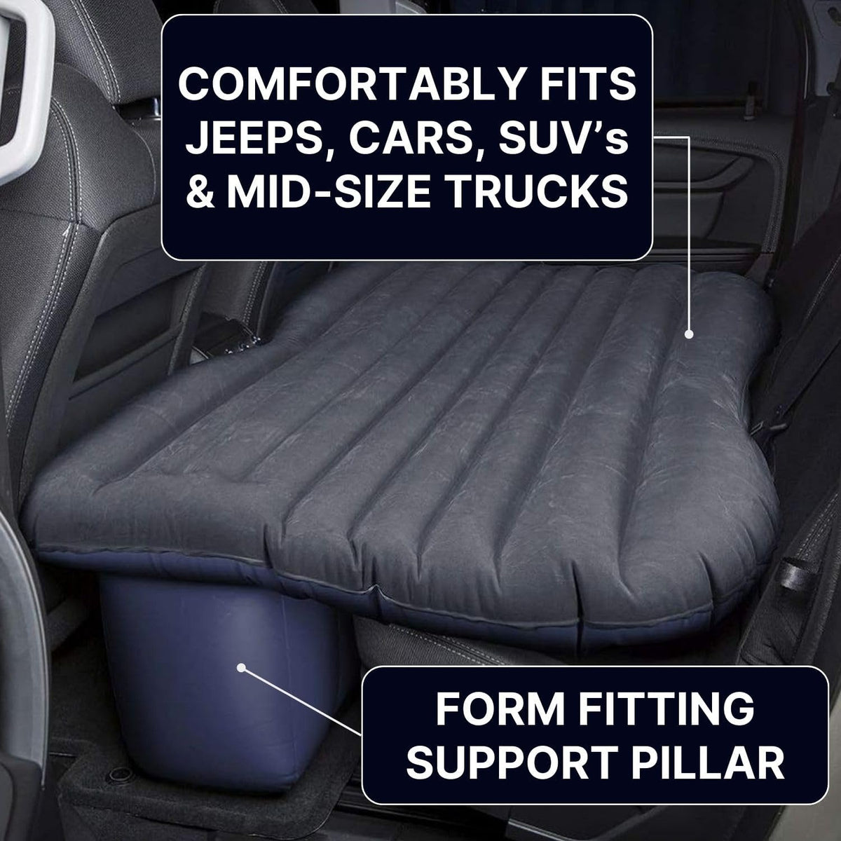 Pittman Outdoors Backseat Air Mattress, 55” Airbed for Mid-Size Vehicles, (Used) - VMInnovations