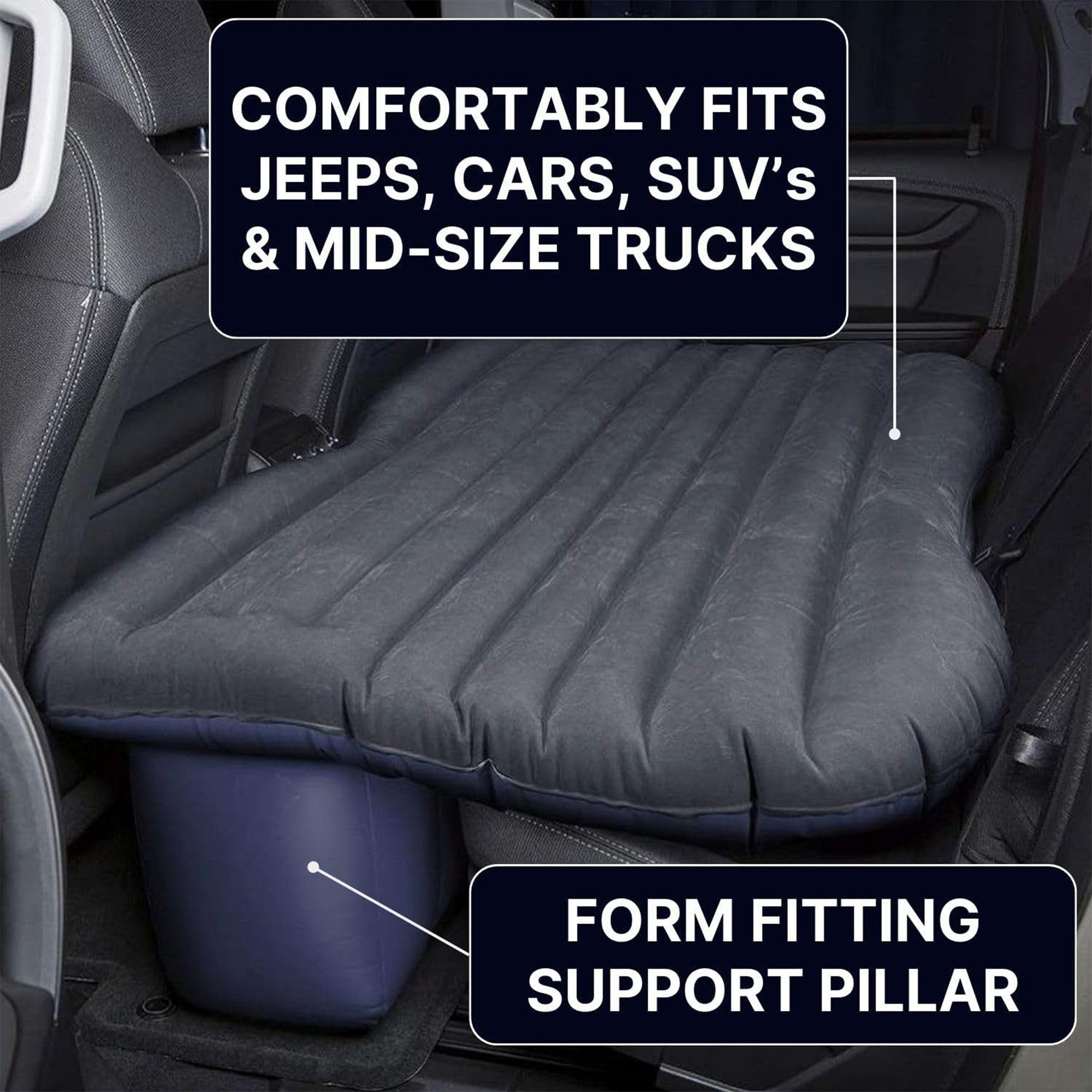 Pittman Outdoors Backseat Air Mattress, 55” Airbed for Mid-Size Vehicles, (Used) - VMInnovations