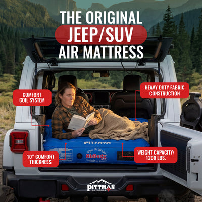Pittman Outdoors AirBedz Mattress for Jeeps with Built-In Pump & Carry Bag, Blue (Open Box)