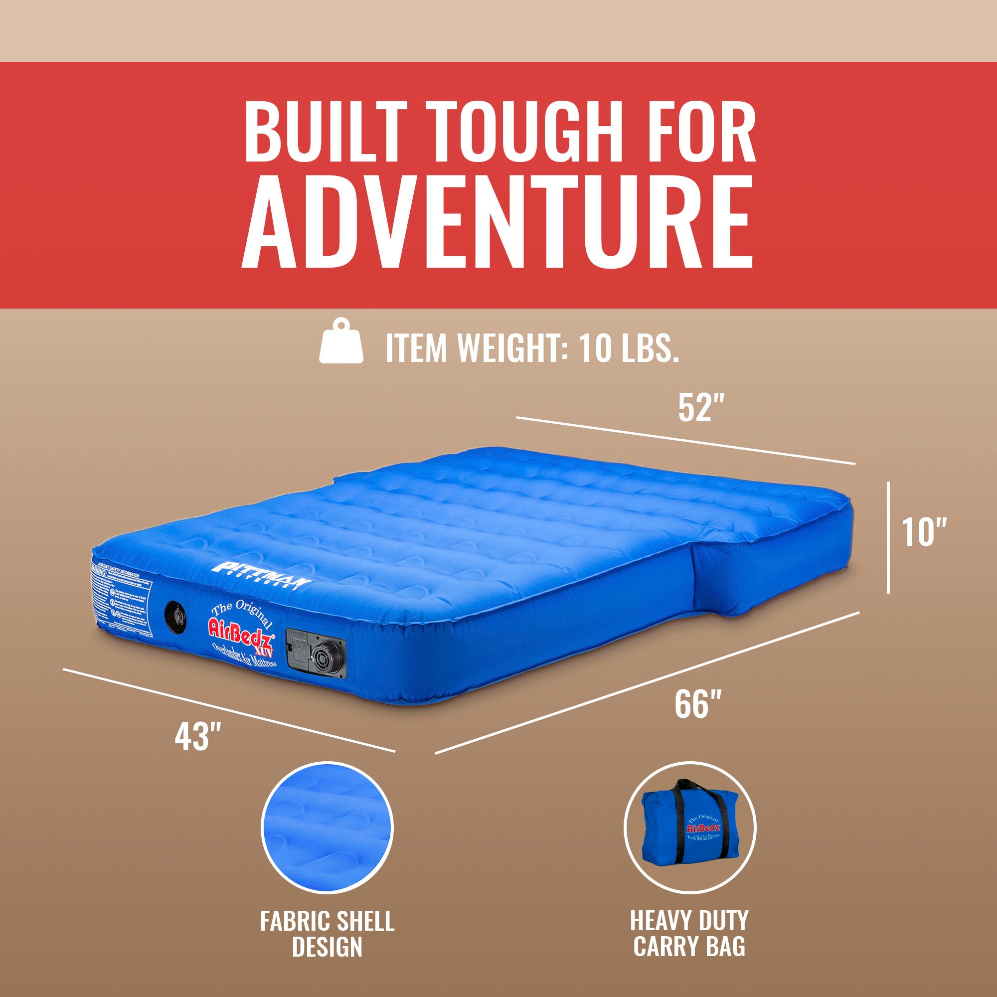 Pittman Outdoors AirBedz Mattress for Jeeps with Built-In Pump & Carry Bag, Blue (Open Box)