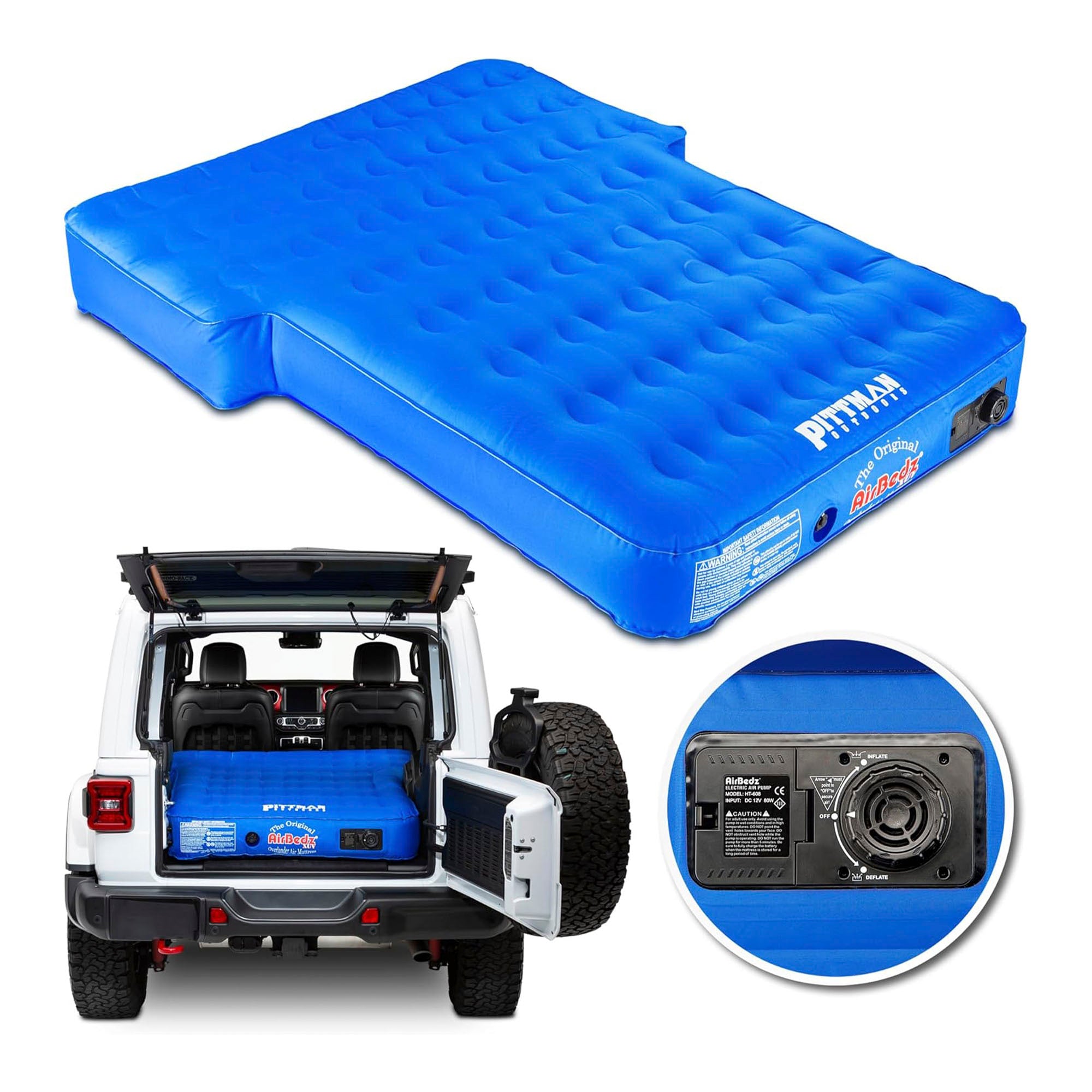 Pittman Outdoors AirBedz Mattress for Jeeps with Built-In Pump & Carry Bag, Blue (Open Box)