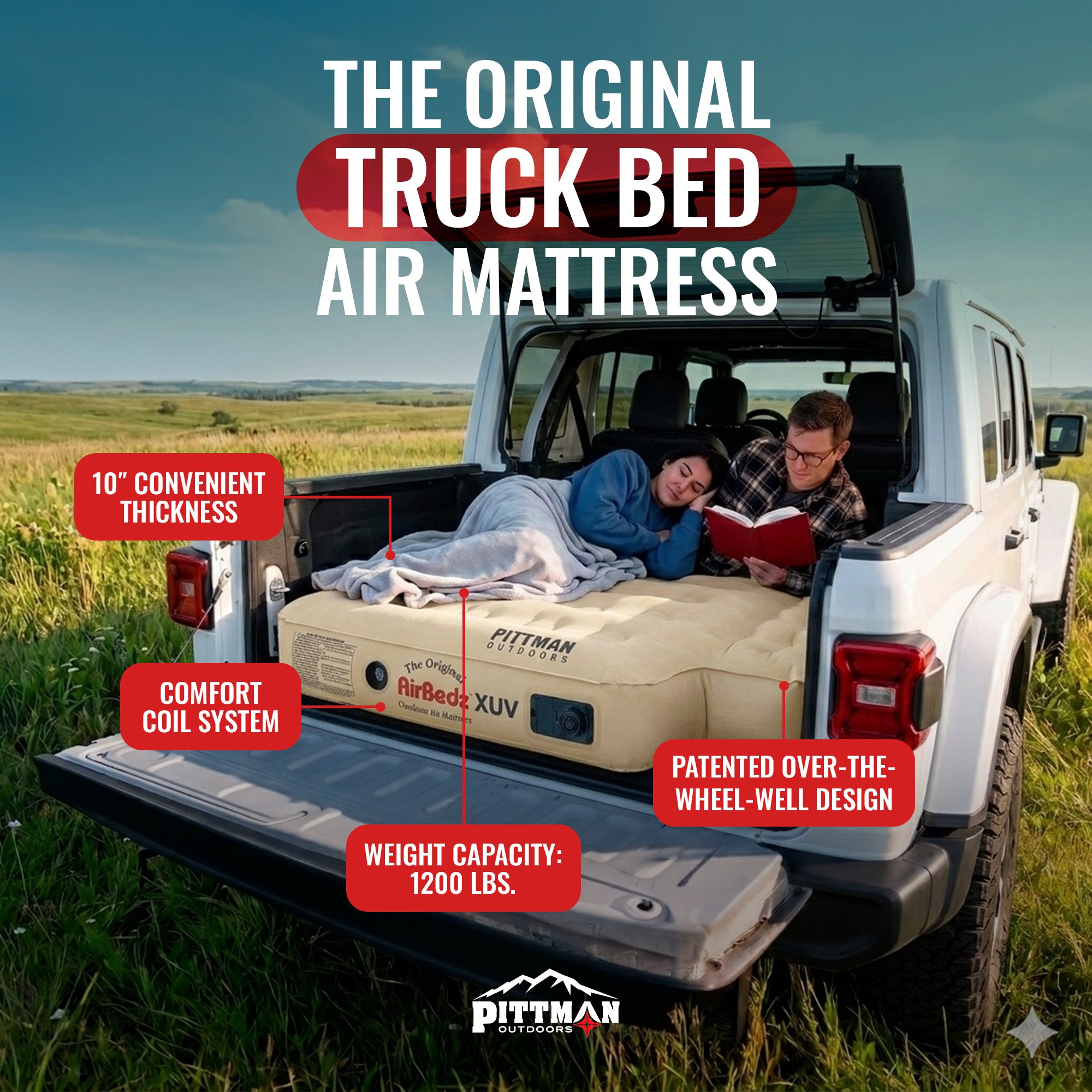 Pittman Outdoors AirBedz Mattress for Jeeps with Built-In Pump & Carry Bag, Tan
