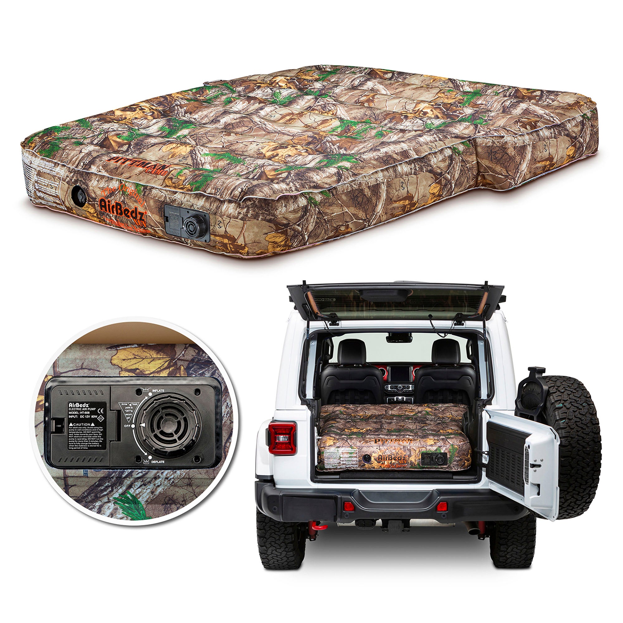 Pittman Outdoors AirBedz Mattress for Jeeps with Built-In Pump & Carry Bag, Camo