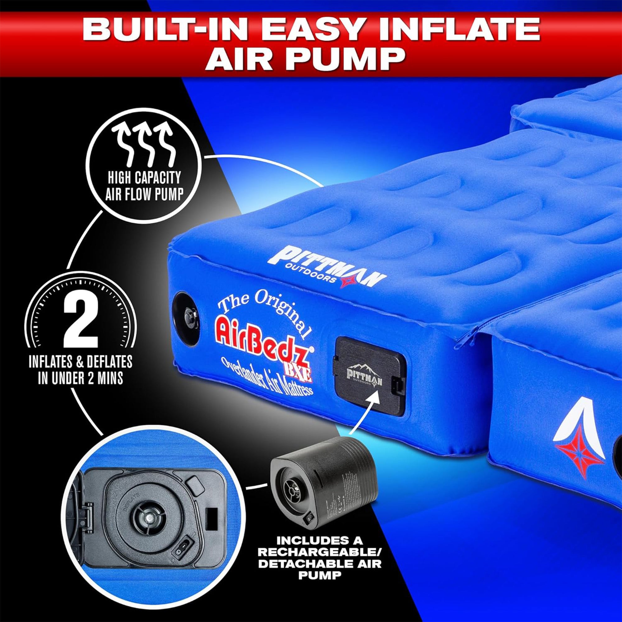 Pittman Outdoors 2 Pc Air Mattress w Pump, Inflatable Bed for Ford Bronco (Used)