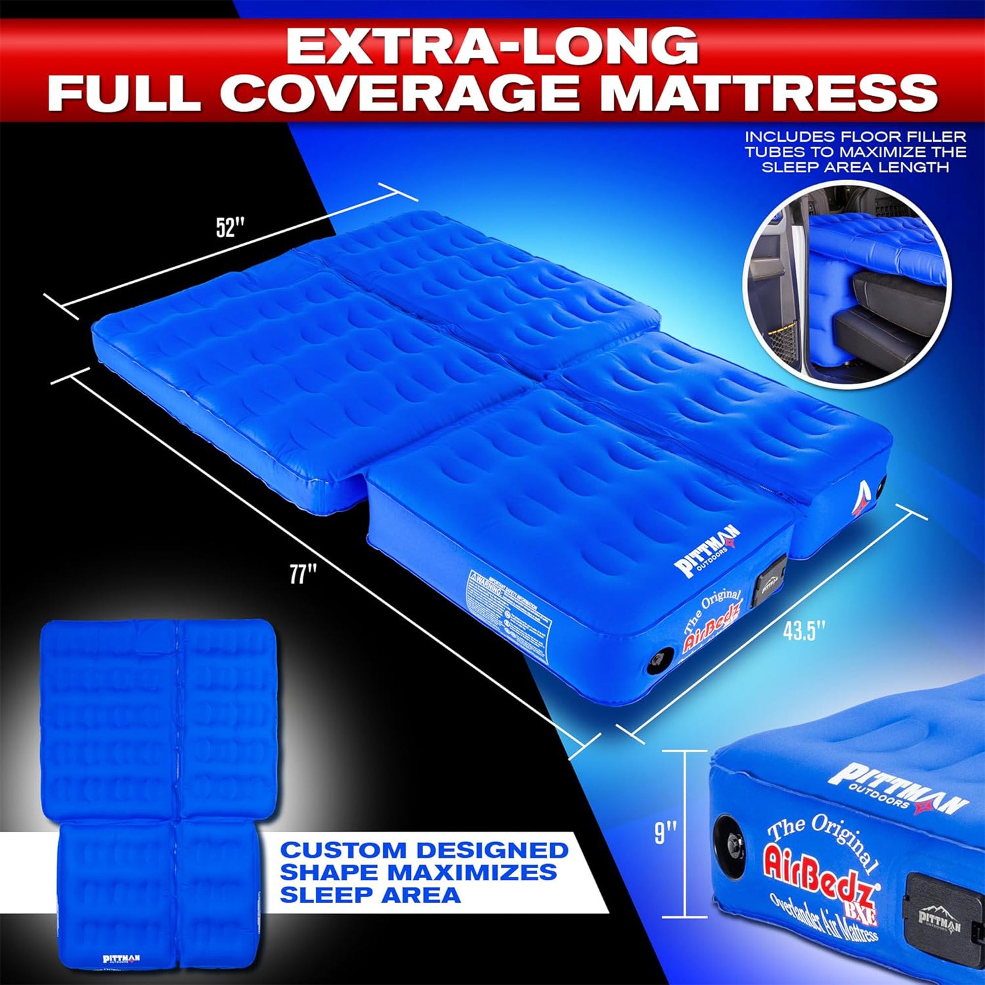 Pittman Outdoors 2 Pc Air Mattress w Pump, Inflatable Bed for Ford Bronco (Used)
