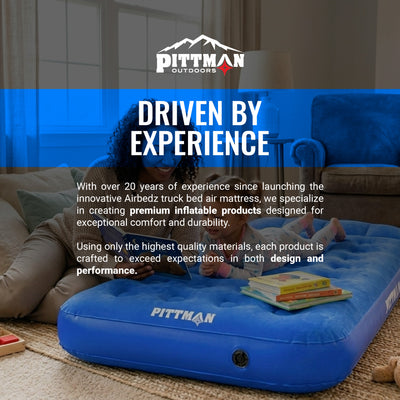 Pittman Outdoors Kids Air Mattress, 74" x 30" Air Bed w/Pump Backpack (Open Box) - VMInnovations