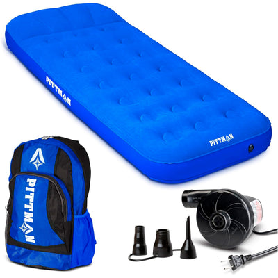 Pittman Outdoors Kids Air Mattress, 74" x 30" Air Bed w/Pump Backpack (Open Box) - VMInnovations