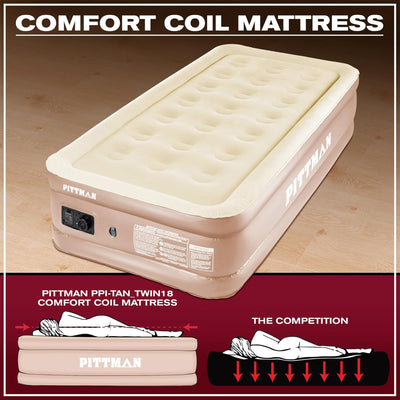 Pittman Outdoors Double High Air Mattress with Built-In Electric Pump, Twin - VMInnovations