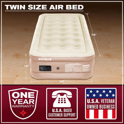 Pittman Outdoors Double High Air Mattress with Built-In Electric Pump, Twin - VMInnovations