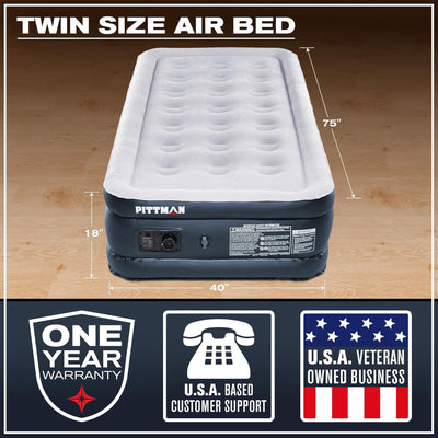 Pittman Outdoors Double High Air Mattress with Built-In Electric Pump, Twin - VMInnovations