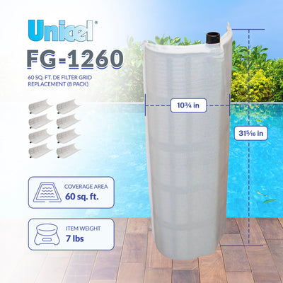 Unicel FG1260 Purex Vertical DE Filter Grid 60 Sq Feet (64 Filters) (Used)