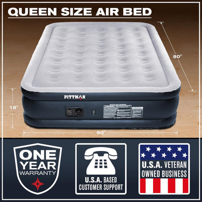 Pittman Outdoors Double High Air Mattress with Built-In Electric Pump (Open Box) - VMInnovations