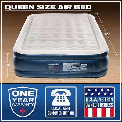 Pittman Outdoors Deluxe Double High Air Mattress, Built-InElectric Pump Open Box