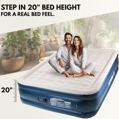 Pittman Outdoors Deluxe Double High Air Mattress, Built-InElectric Pump Open Box