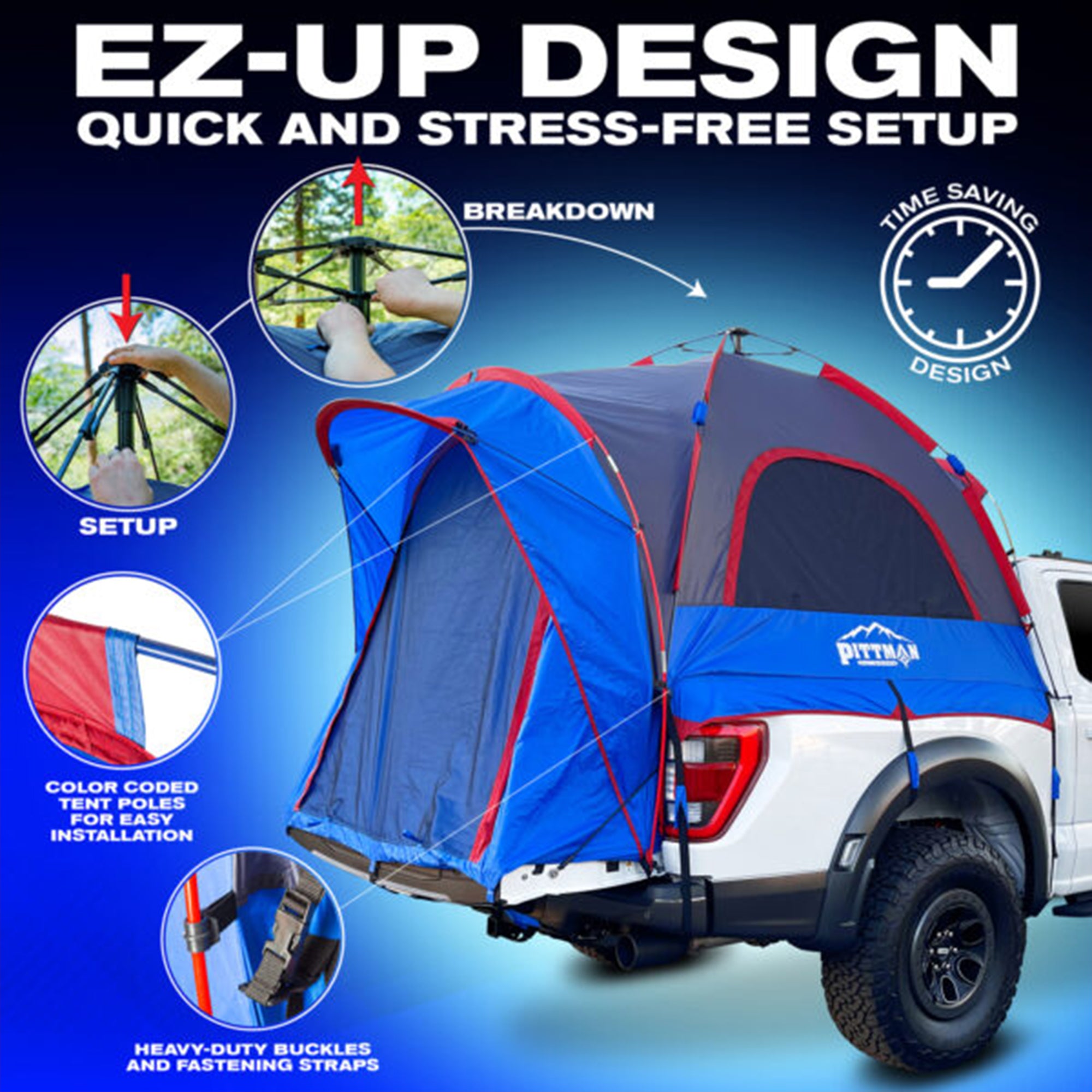 Truck Bed Tent, Full-Size Pickup Bed Tent w/Rainfly for Camping (Used)