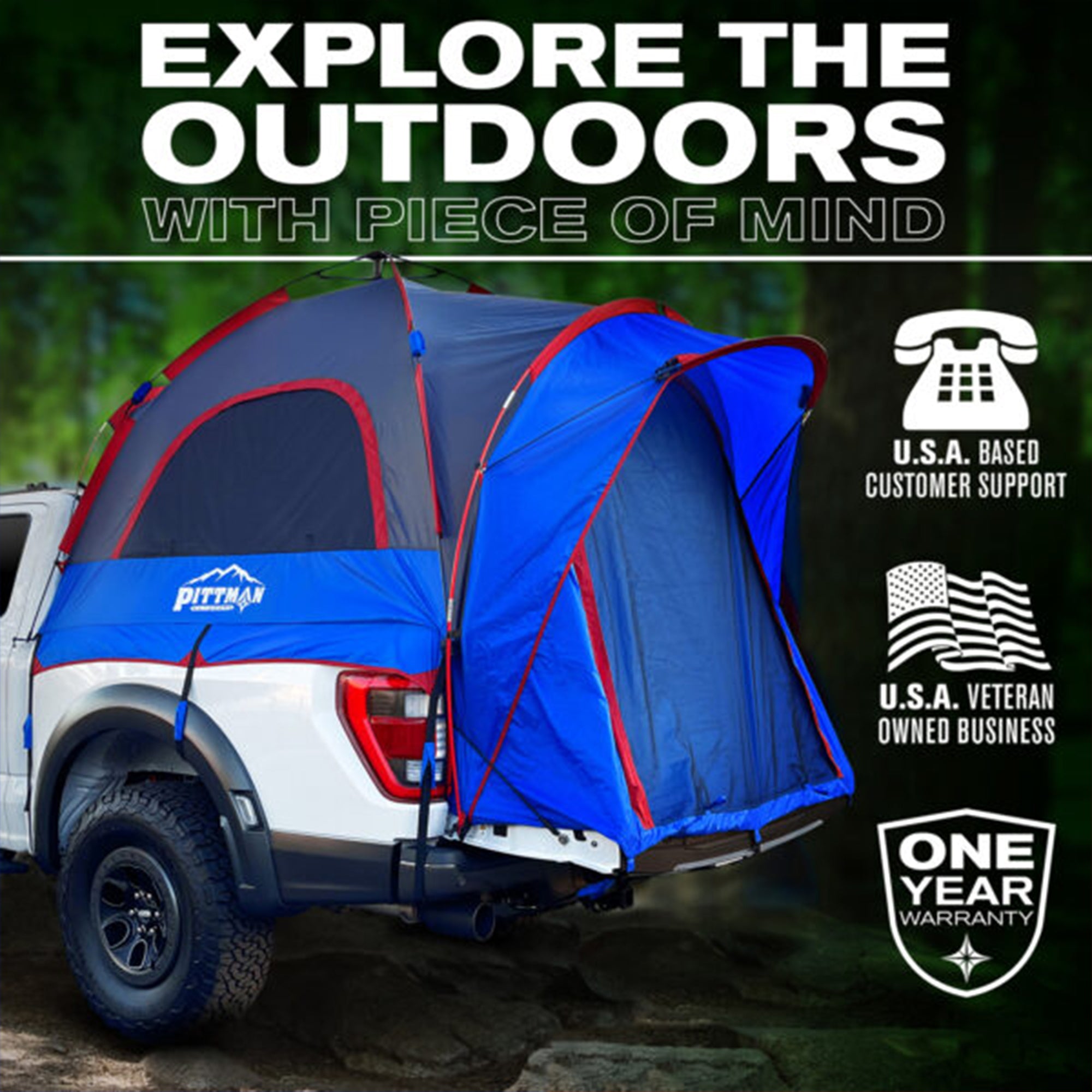 Pittman Truck Bed Tent, Full-Size Pickup Bed Tent w/Rainfly for Camping Open Box - VMInnovations