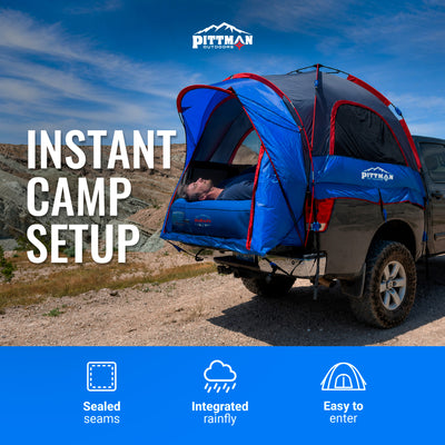 Pittman Outdoors Truck Bed Tent, Mid-Size Pickup Bed Tent w/ Rainfly for Camping - VMInnovations