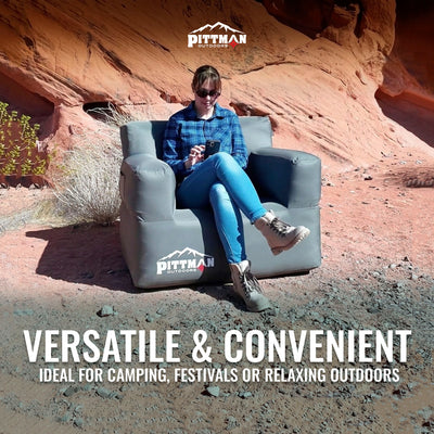 Pittman Outdoors Inflatable Chair with Built-in Pump, Portable Seat for Camping - VMInnovations