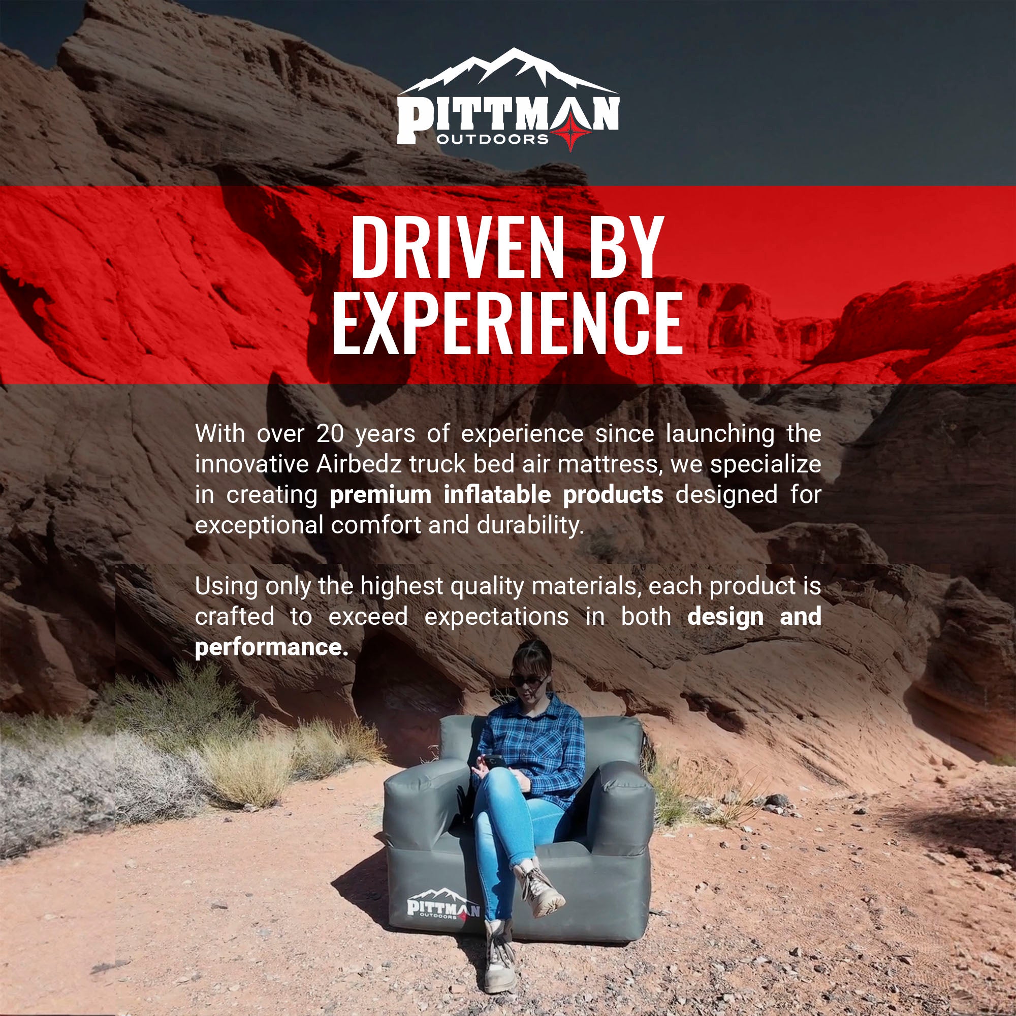 Pittman Outdoors Inflatable Chair with Built-in Pump, Portable Seat for Camping - VMInnovations