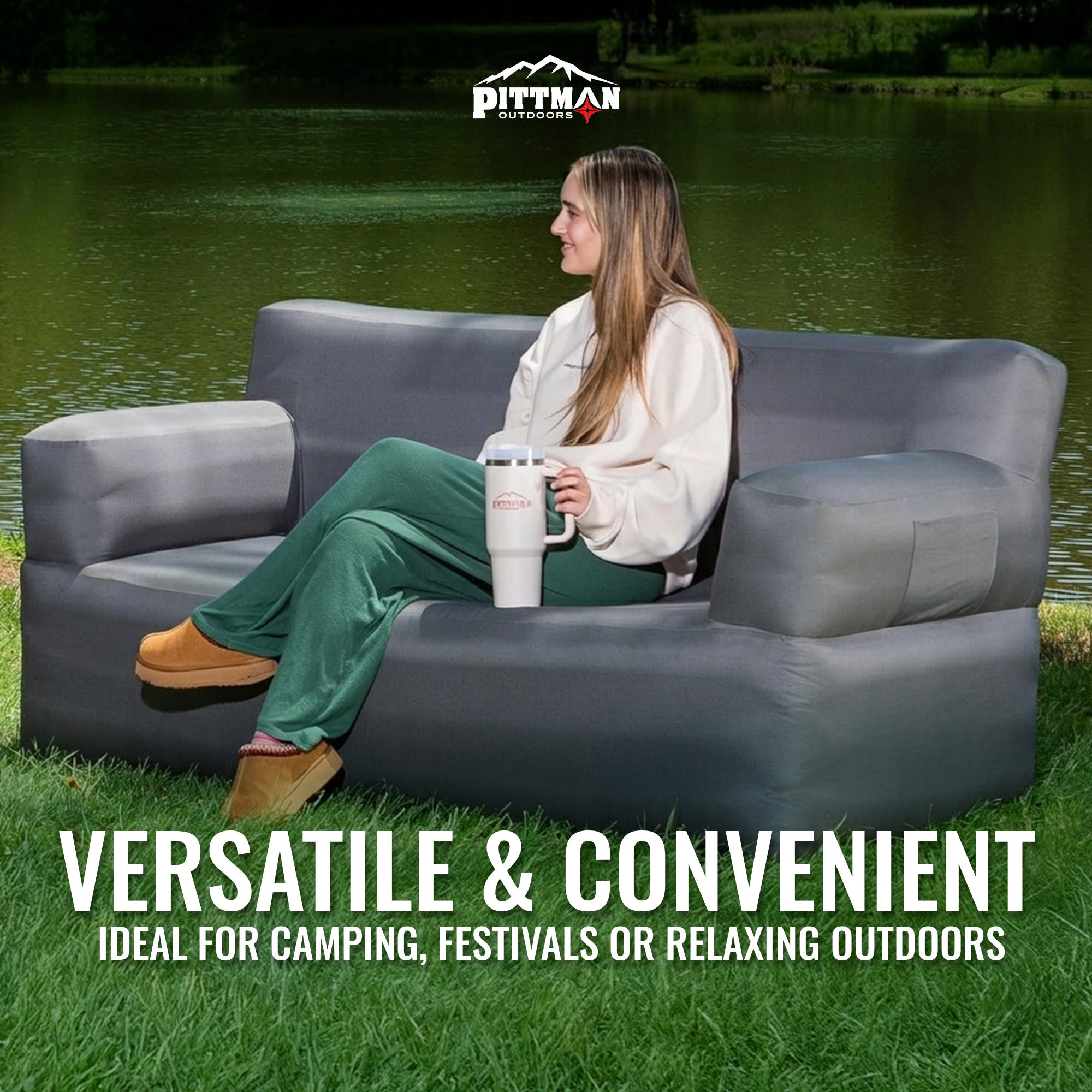 Outdoors Inflatable Couch w/ Built-in Pump, Portable Sofa for Camping (Open Box)
