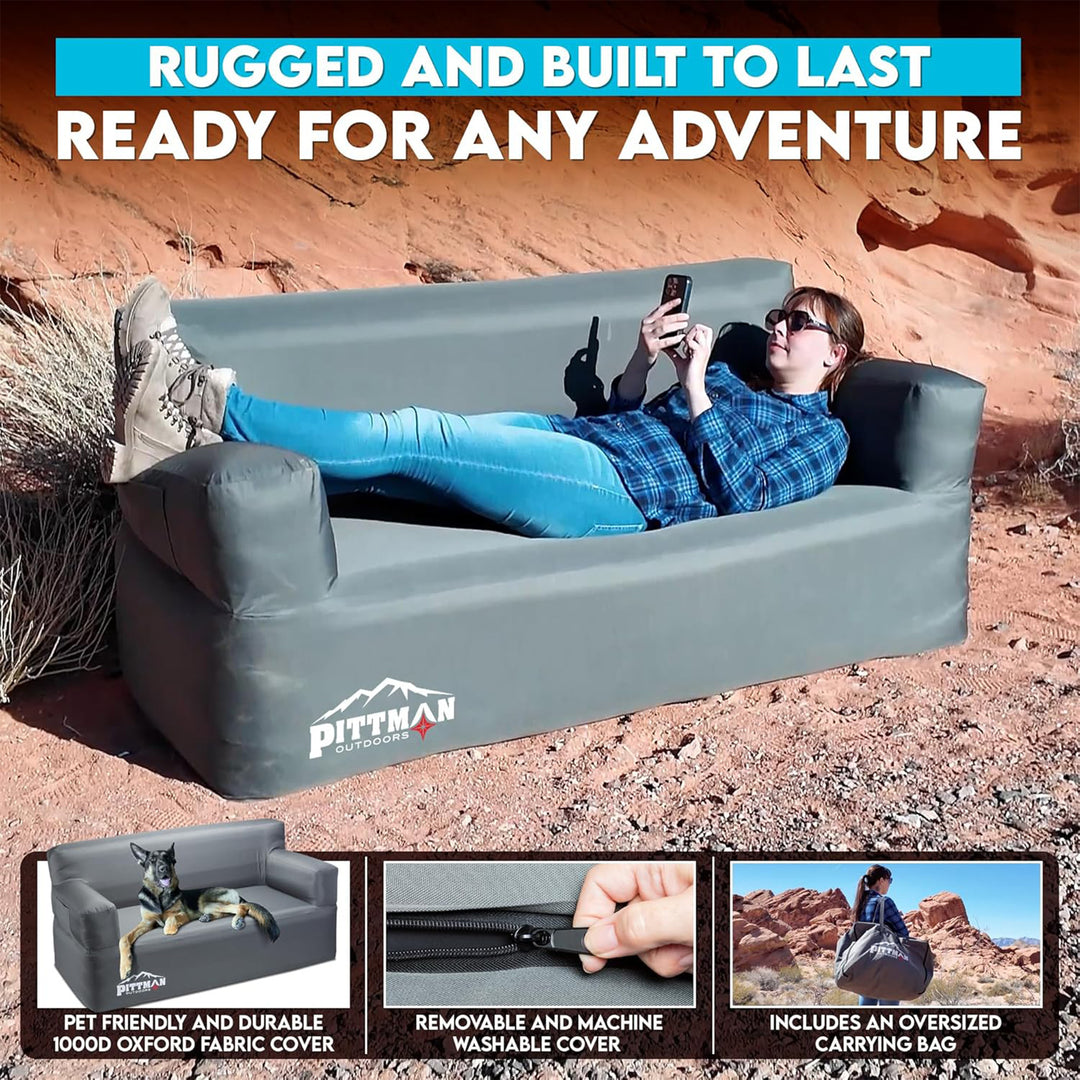 Pittman Outdoors Inflatable Couch w/ Built-in Pump, Portable Sofa, Camping(Used) - VMInnovations