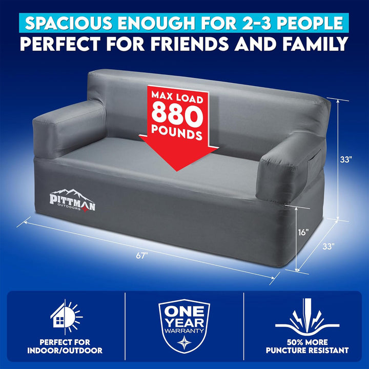 Pittman Outdoors Inflatable Couch w/ Built-in Pump, Portable Sofa, Camping(Used) - VMInnovations