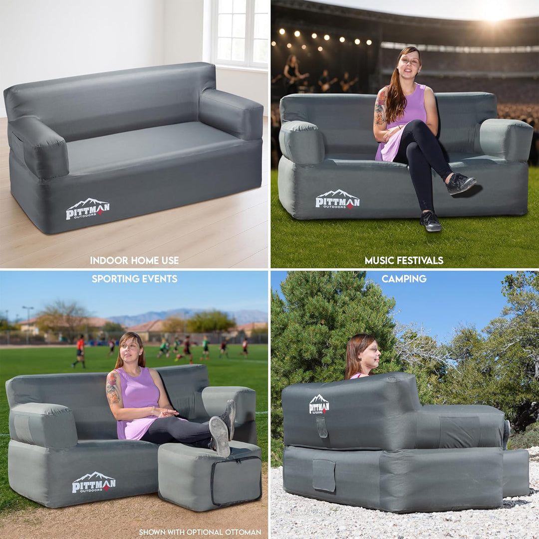 Pittman Outdoors Inflatable Couch w/ Built-in Pump, Portable Sofa, Camping(Used) - VMInnovations