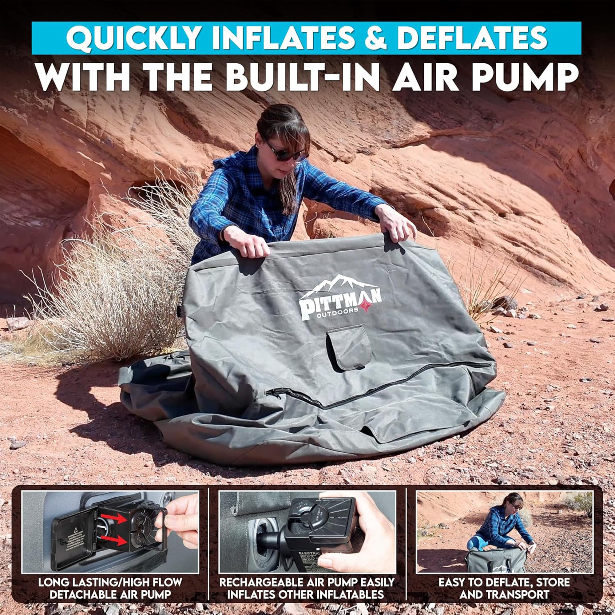 Pittman Outdoors 3 Piece Inflatable Furniture Set with Couch, Chair, and Ottoman - VMInnovations