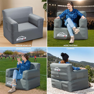 Pittman Outdoors 3 Piece Inflatable Furniture Set with Couch, Chair, and Ottoman - VMInnovations