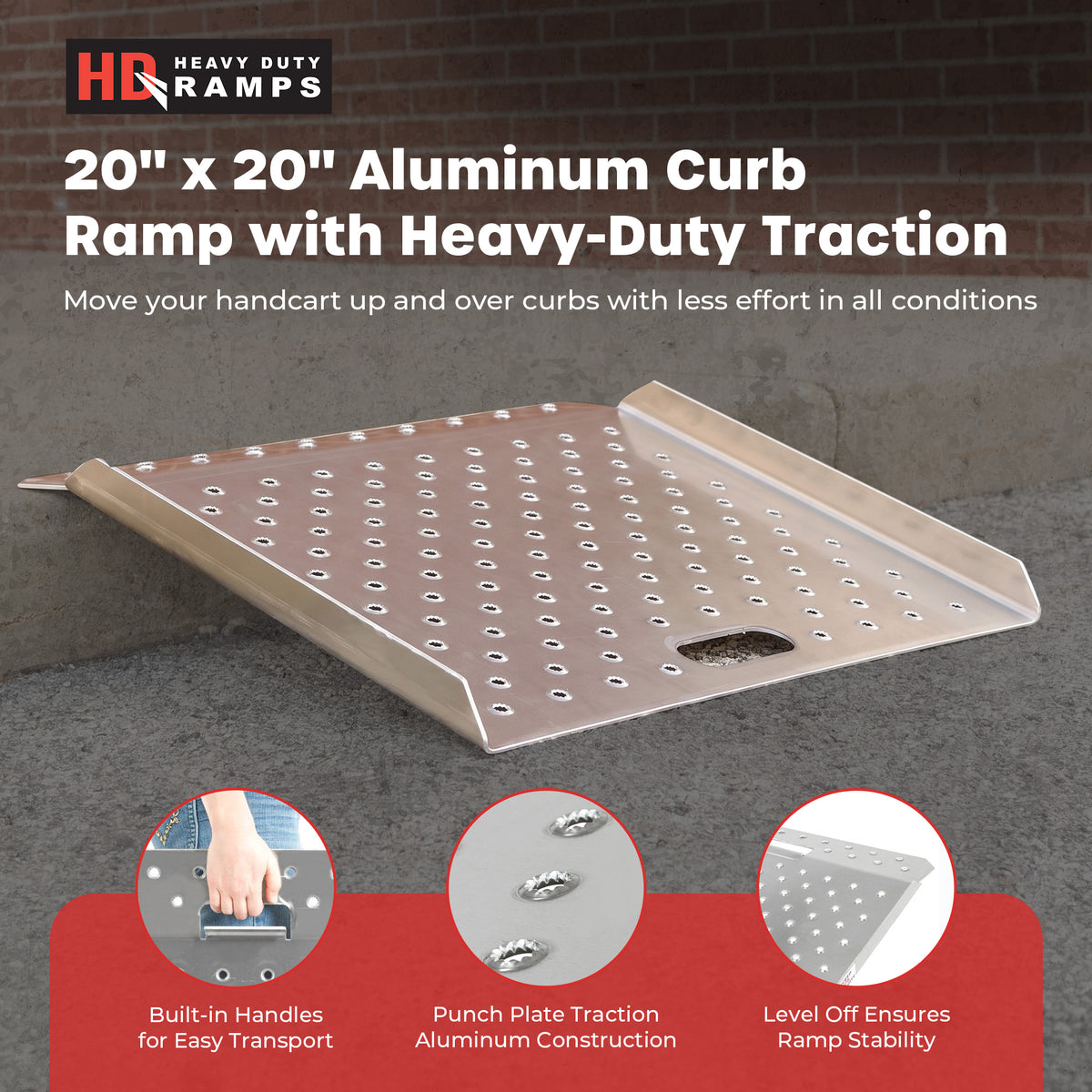 Guardian 20" x 20" Aluminum Curb Ramp, Portable and Heavy Duty, 750Lb (Open Box)