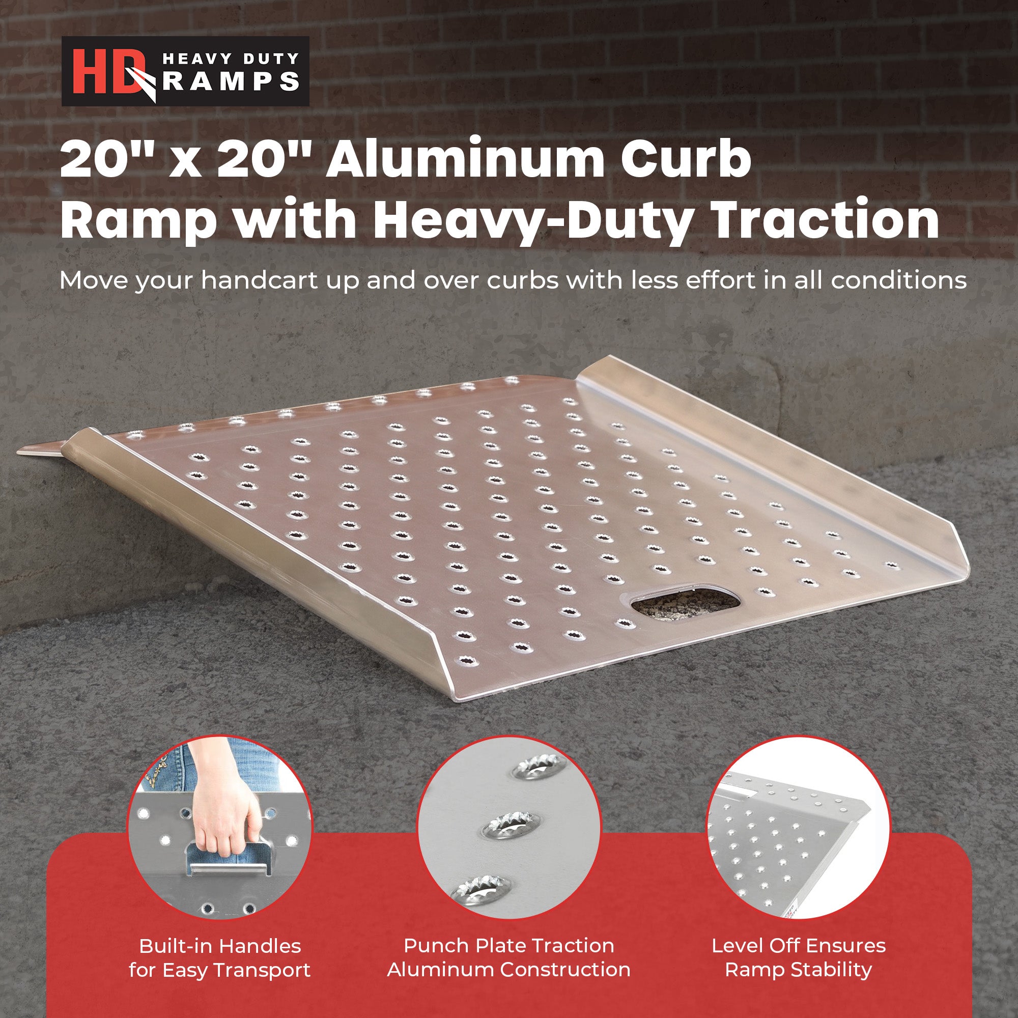 Guardian 20" x 20" Aluminum Curb Ramp, Portable and Heavy Duty, 750Lb (Open Box)