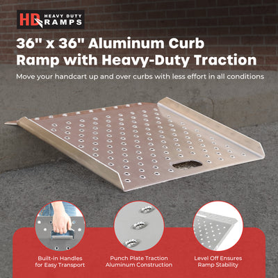 Guardian 36" x 36" Aluminum Curb Ramp, Portable and Heavy Duty, 750 Lb Capacity - VMInnovations