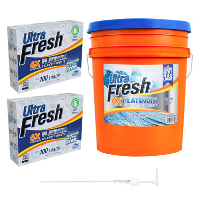 Ultra Fresh 6X Platinum Laundry Detergent & 2 Pack Platinum 6X Laundry Sheets