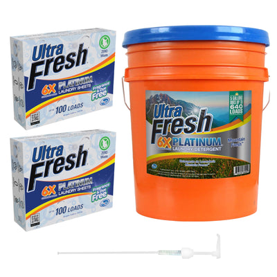 Ultra Fresh 6X Platinum Laundry Detergent & 2 Pack Platinum 6X Laundry Sheets - VMInnovations