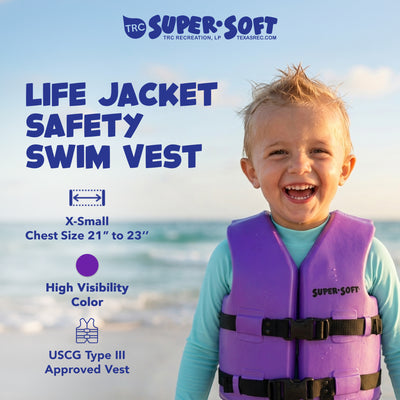 TRC Recreation Super Soft Child Life Jacket Swim Safety Vest, X Small, Purple