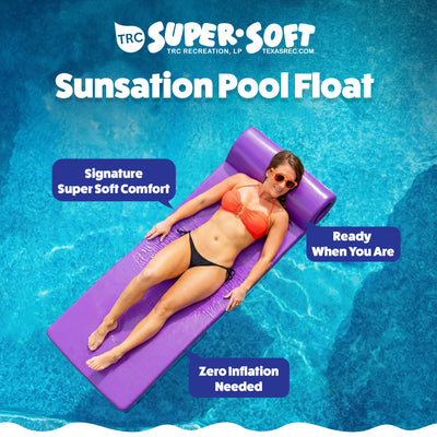TRC Recreation Sunsation 1.75" Thick Foam Lounger Swimming Pool Float, Purple - VMInnovations