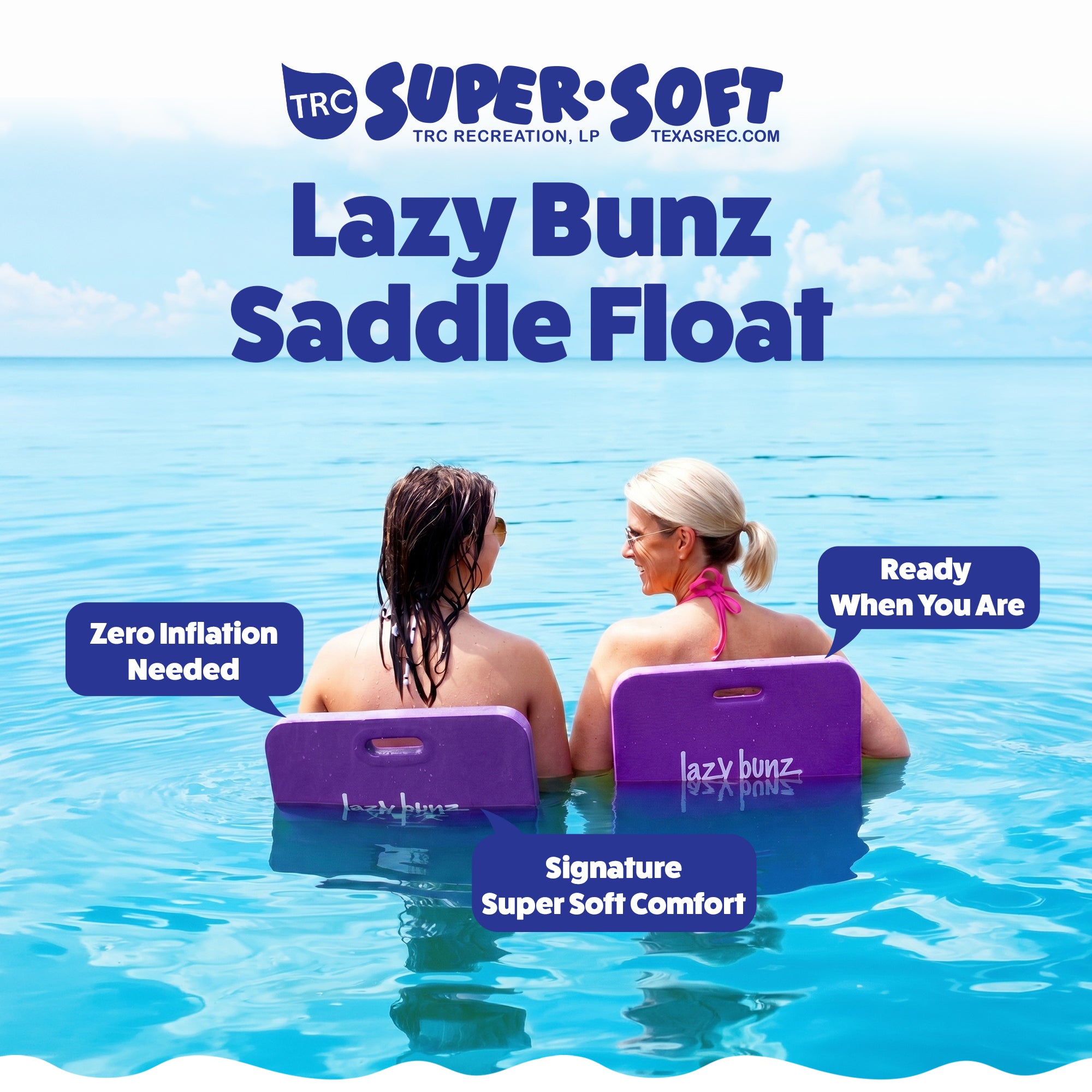 TRC Recreation Lazy Bunz Foam Water Saddle Swimming Pool  & Lake Float, Purple (Open Box)