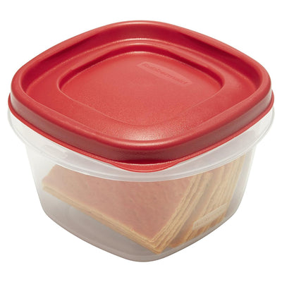 Rubbermaid Clear Food Storage and Organization Container Set w/ Lid, 8 Pack, Red