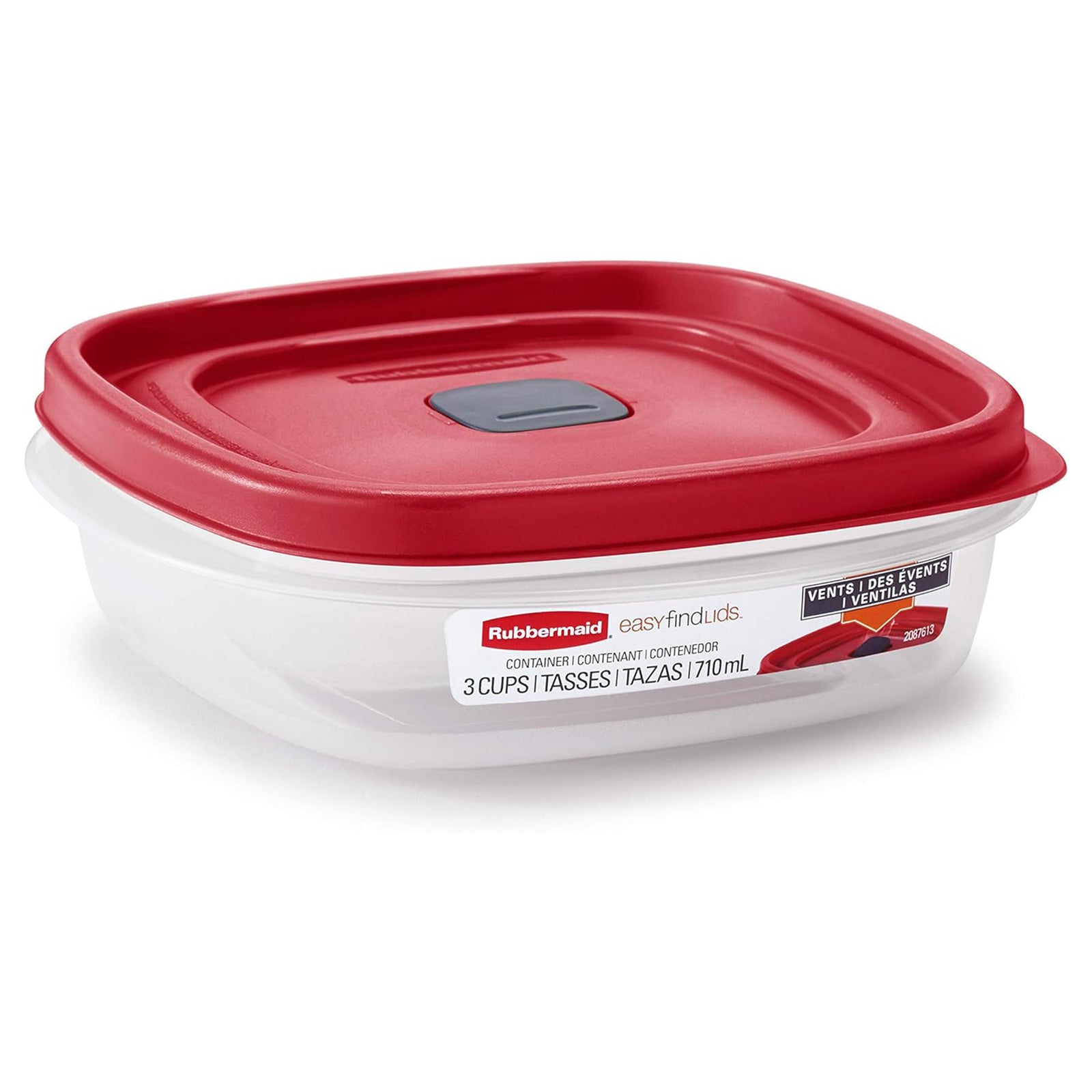 Rubbermaid Clear Food Storage and Organization Container with Lid, 3 Cup, Red - VMInnovations