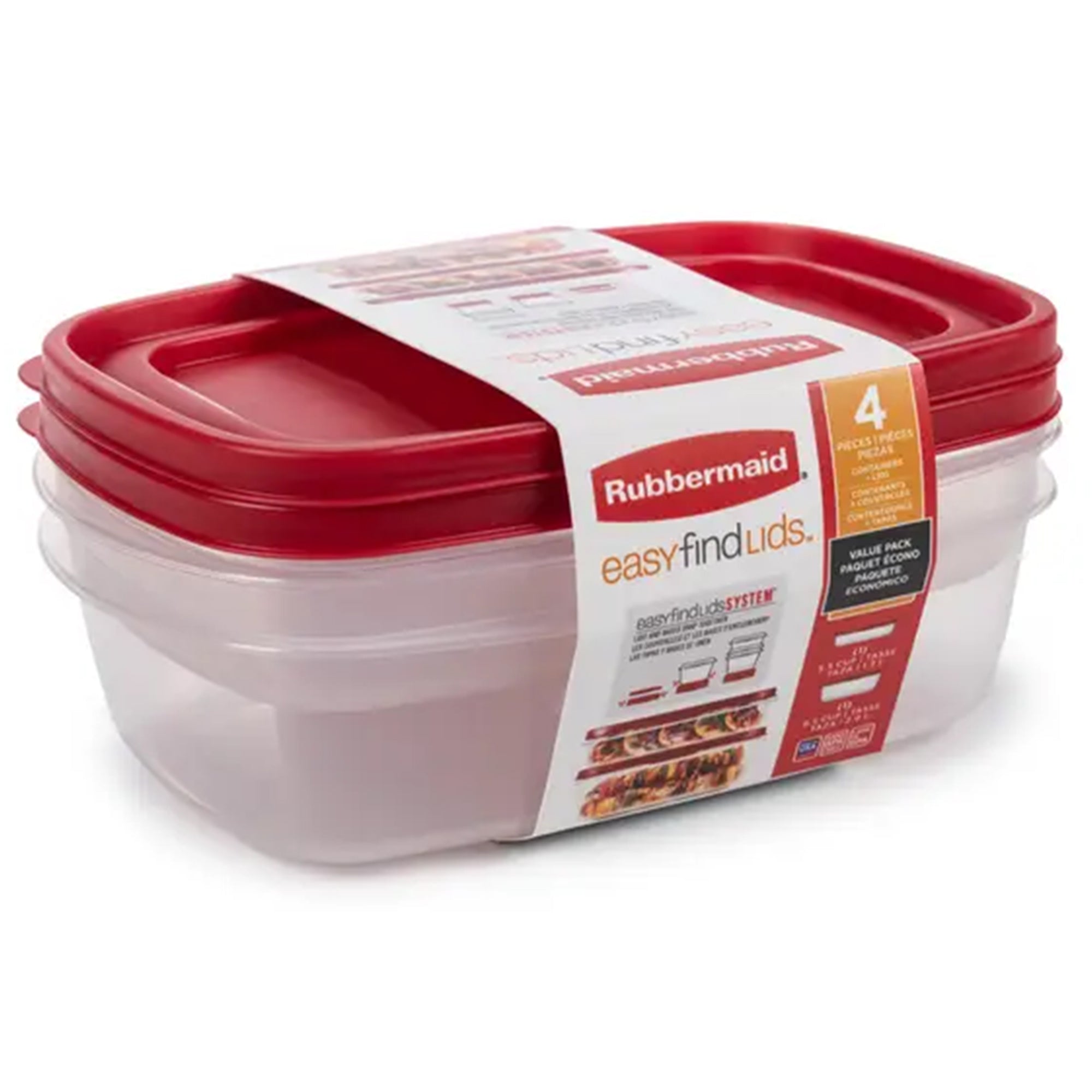 Rubbermaid Easy Find Lids 5.5 Cup & 8.5 Cup Food Storage Containers, Value Pack