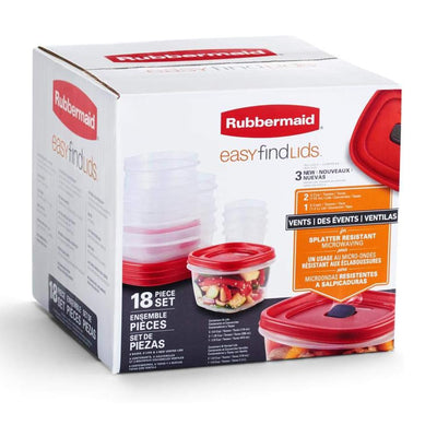 Rubbermaid Clear Food Storage and Organization Container Set w/ Lid, 9 Pack, Red - VMInnovations