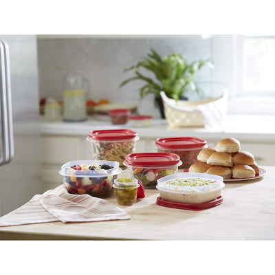 Rubbermaid Clear Food Storage and Organization Container Set w/ Lid, 9 Pack, Red - VMInnovations