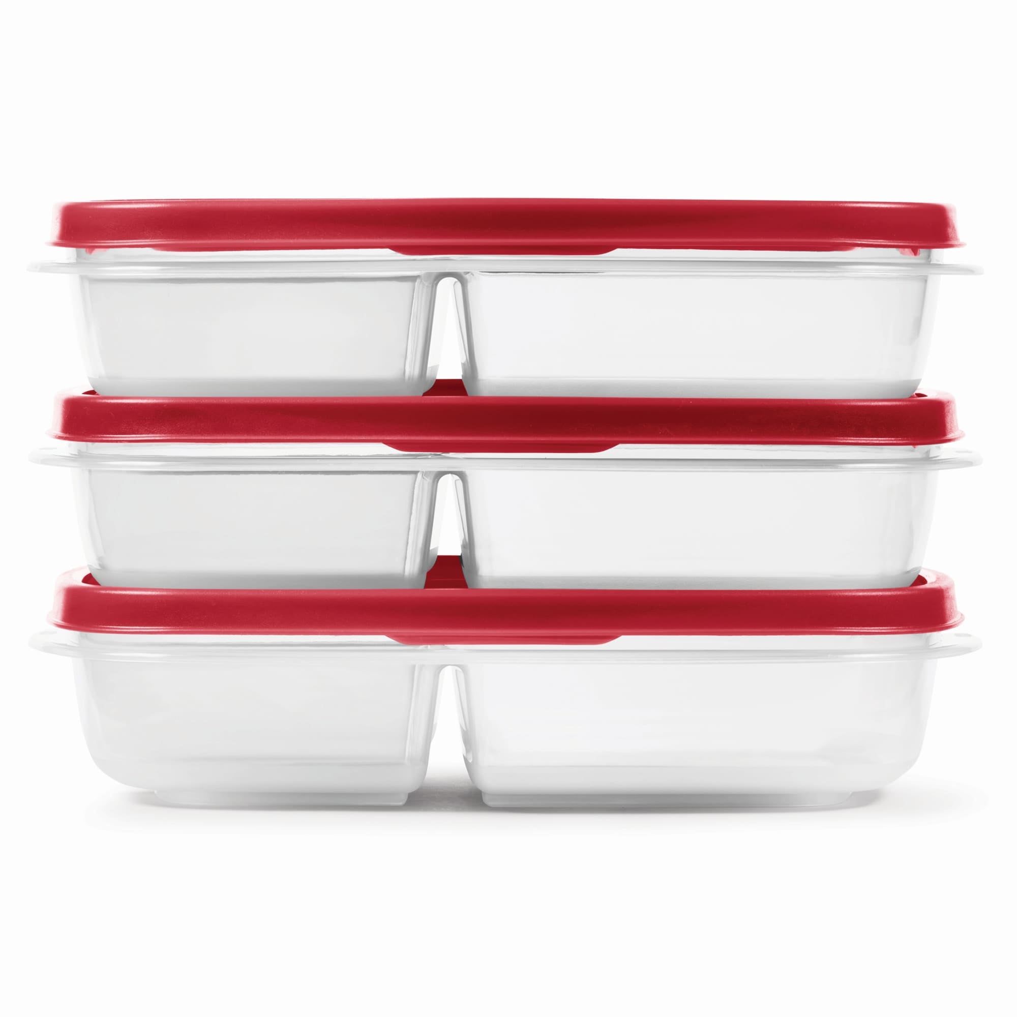 Rubbermaid Food Storage Container Set with Dividers, 5.1 Cup, Red, Pack of 3 - VMInnovations