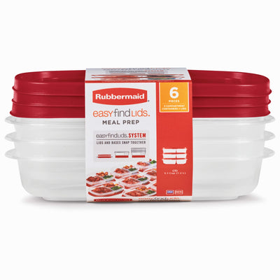 Rubbermaid Food Storage Container Set with Dividers, 5.1 Cup, Red, Pack of 3 - VMInnovations