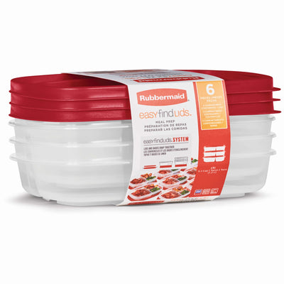 Rubbermaid Food Storage Container Set with Dividers, 5.1 Cup, Red, Pack of 3 - VMInnovations