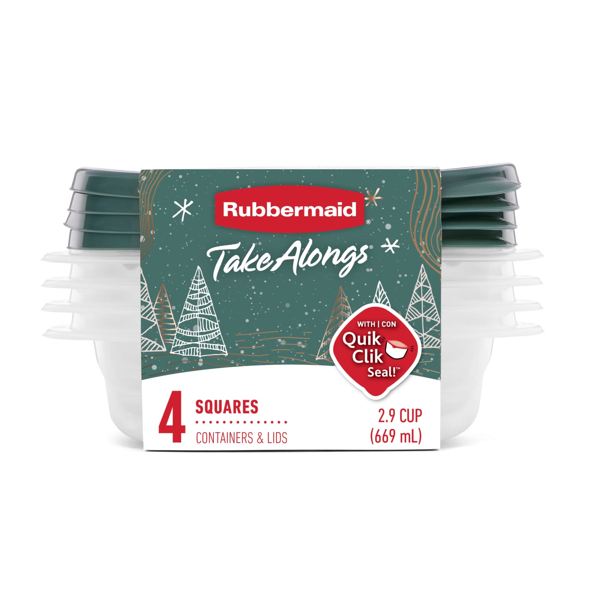 Rubbermaid Clear Food Storage Container with Lid, 2.9 Cup, Green, Pack of 4 - VMInnovations